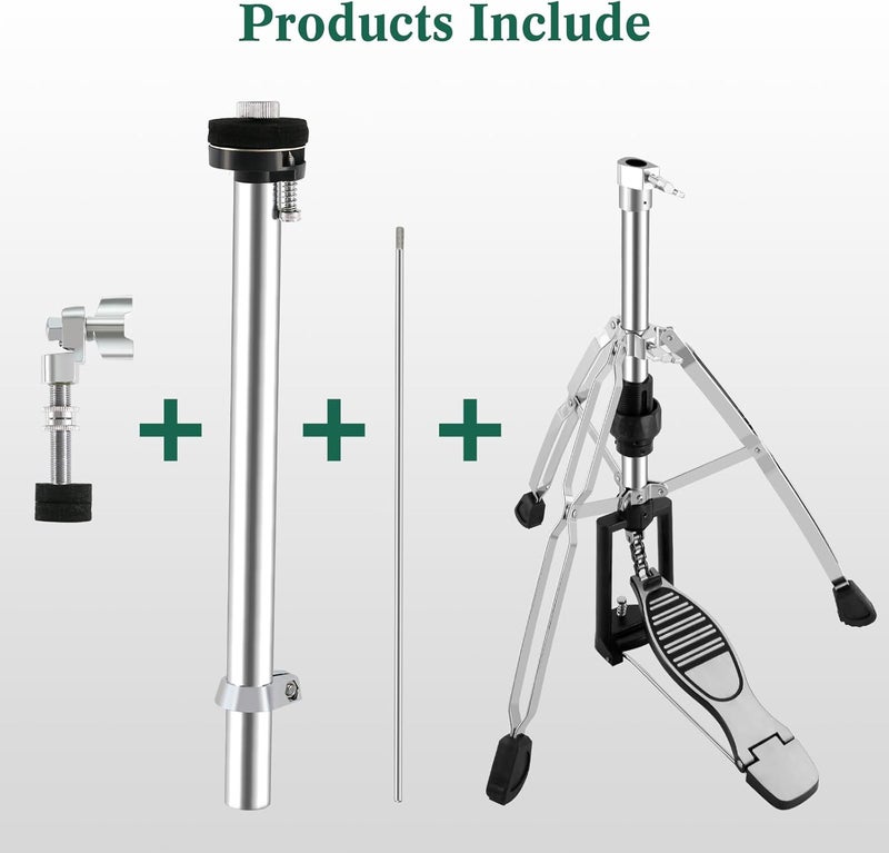 RANMING Hi-Hat Stand for Cymbals Heavy-Duty 28mm Construction Professional Foldable Hi-Hat Stand Double Braced 3-Leg Design Height Adjustable Long Footboard Pedal for Drummer and Beginner - Image 5